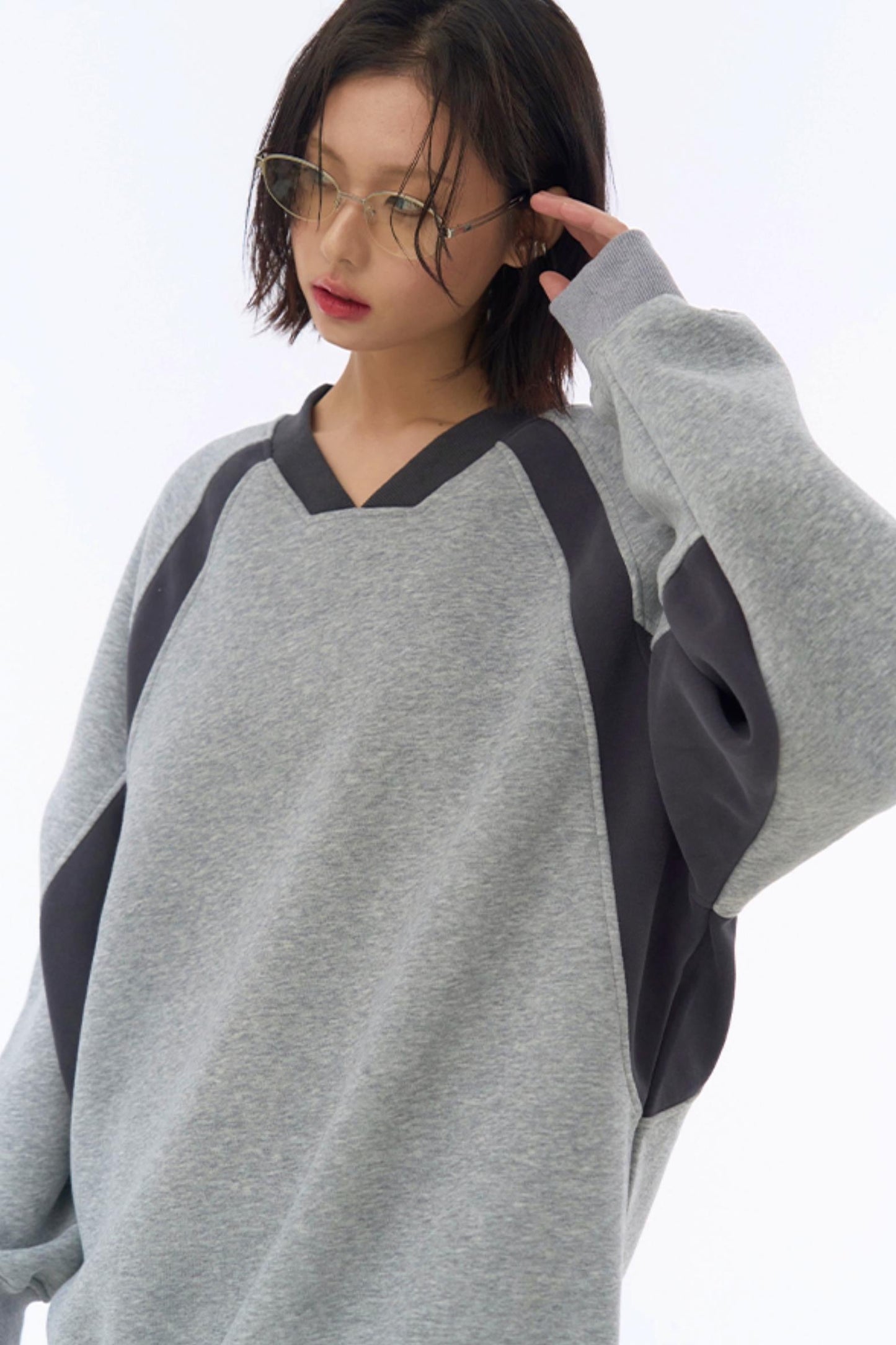 Patchwork Sweater V-Neck