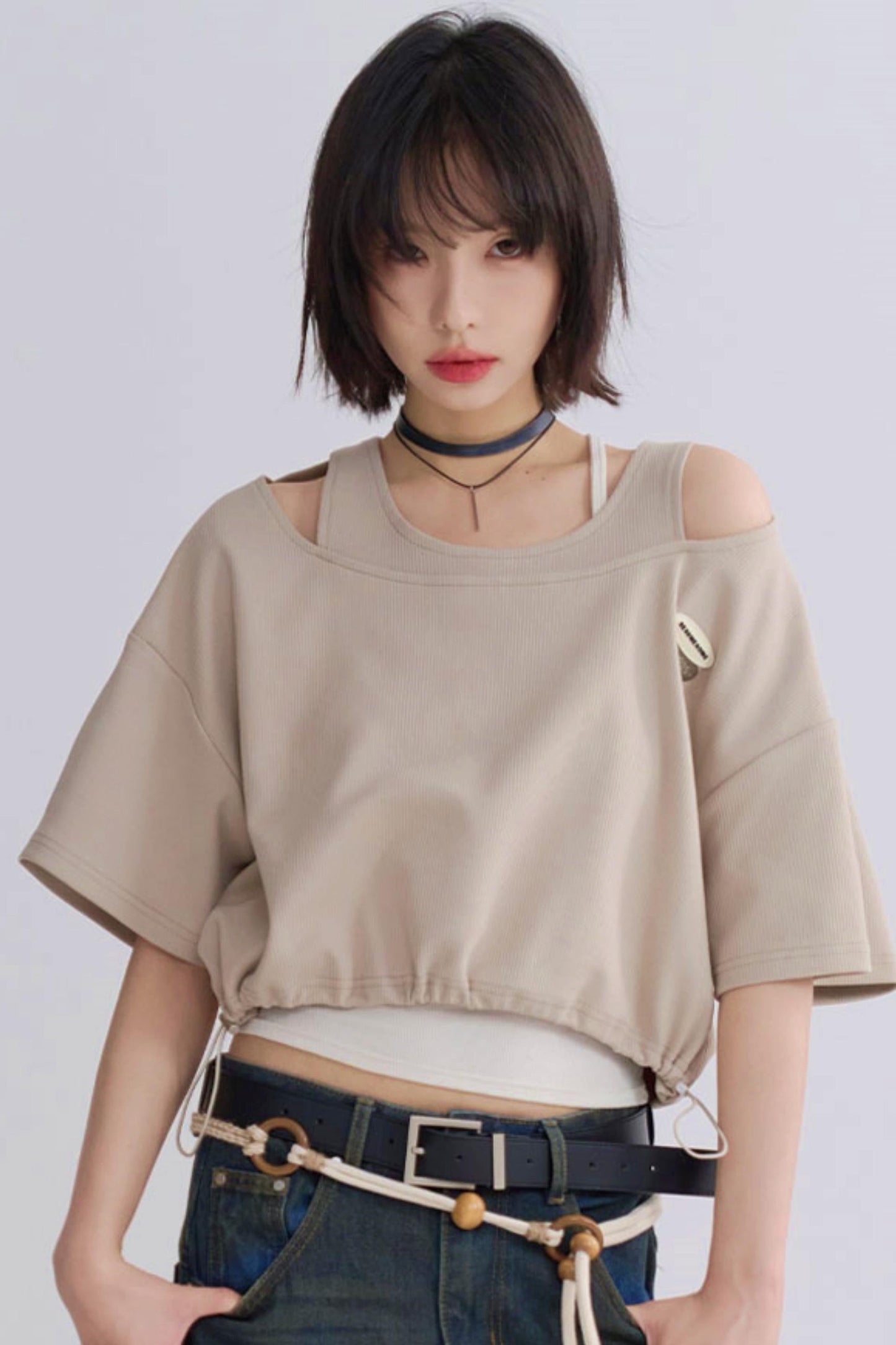 ドローストリングTシャツフェイク