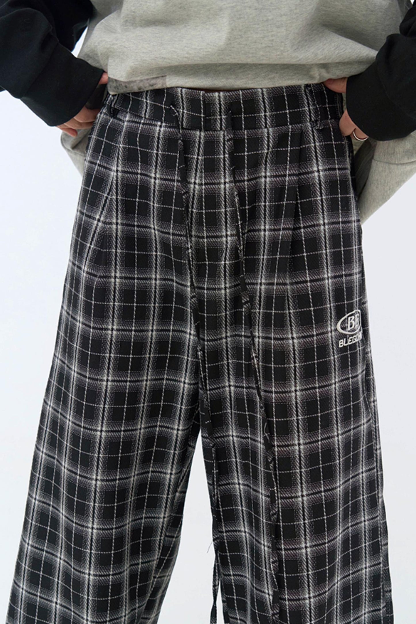 パンツ カジュアル チェック柄 ワイドレッグ