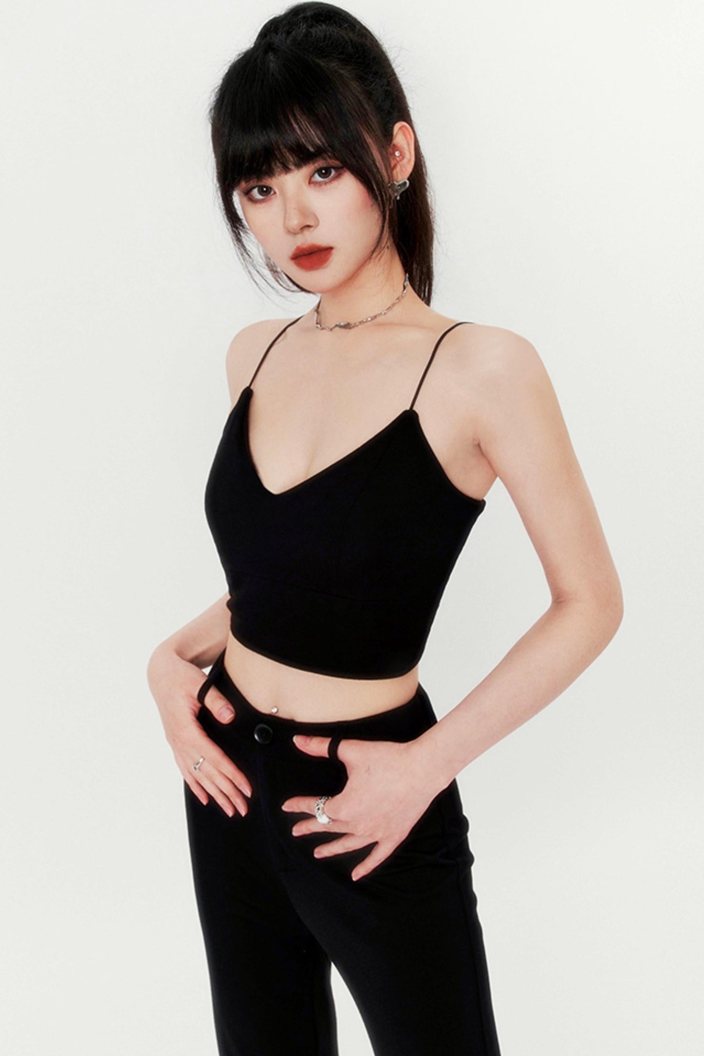 キャミソール ソフトリブ Vネック