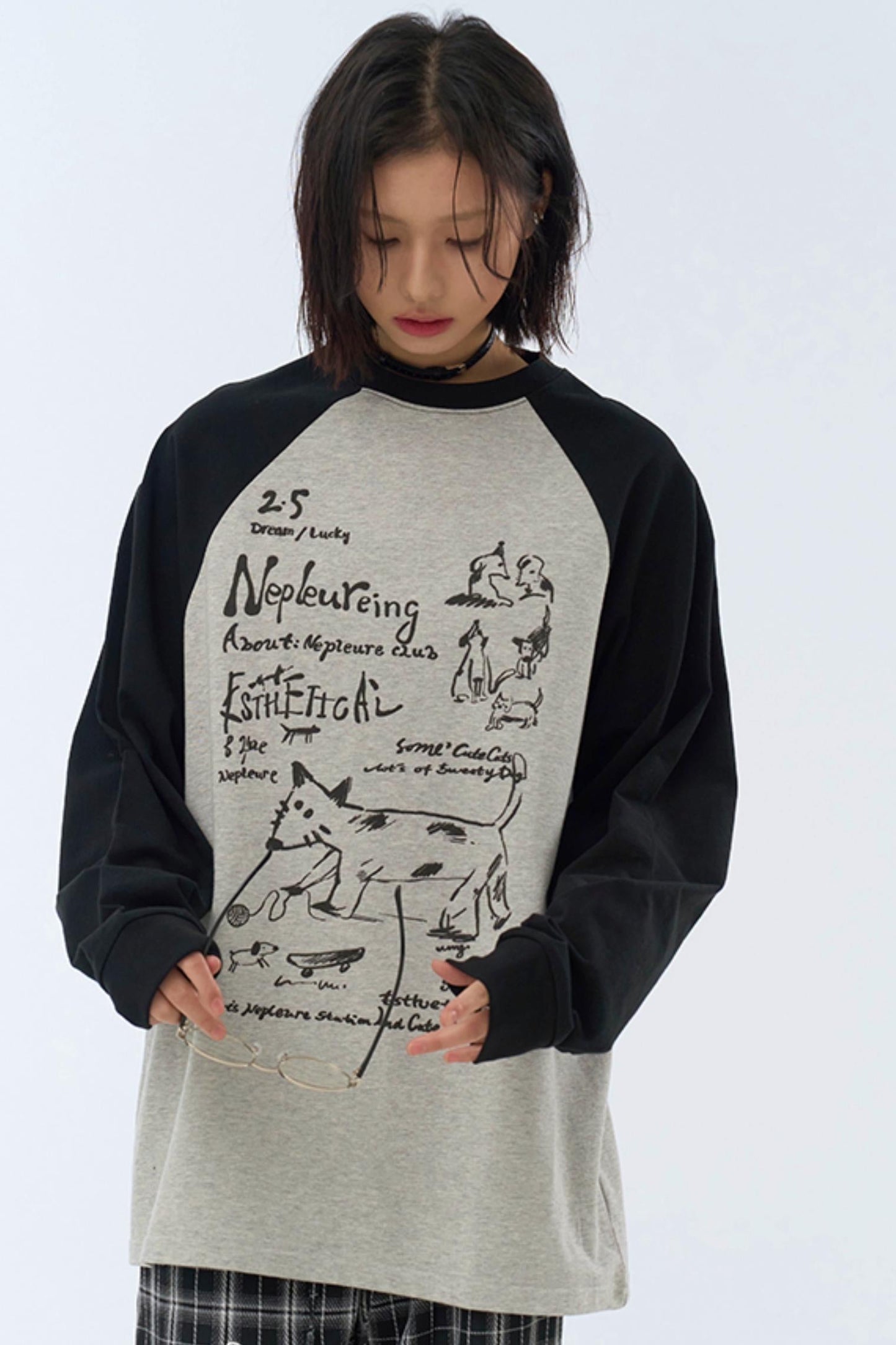 ストリートTシャツ アートパッチワーク ロングスリーブ