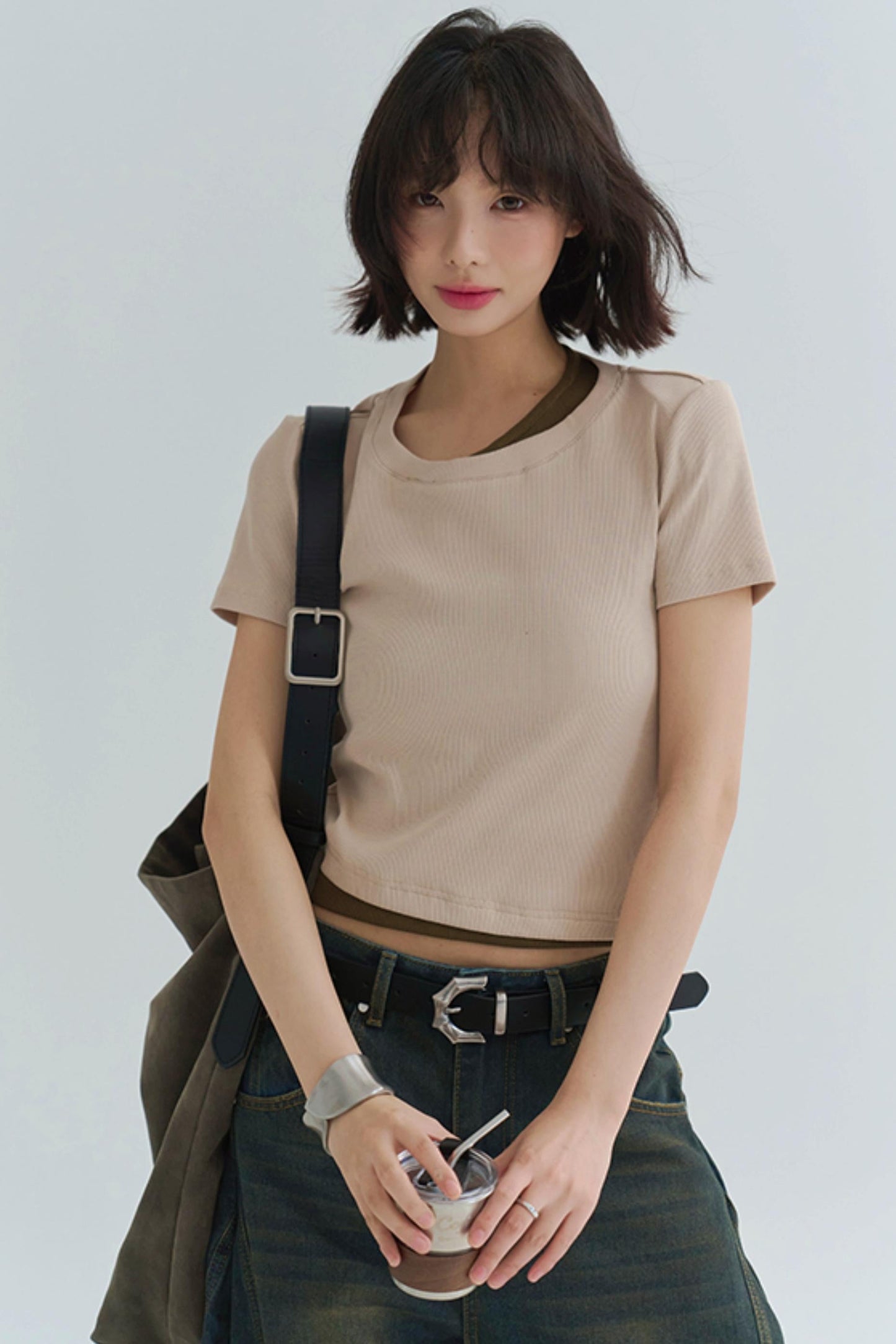 コットンTシャツ スリムフィット ストレッチ