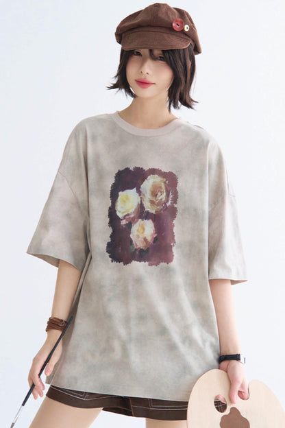 ローズTシャツ タイダイプリント