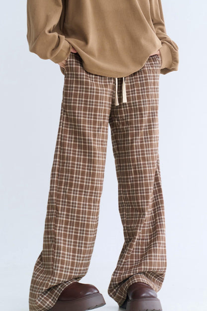 チェックのゆったりパンツ