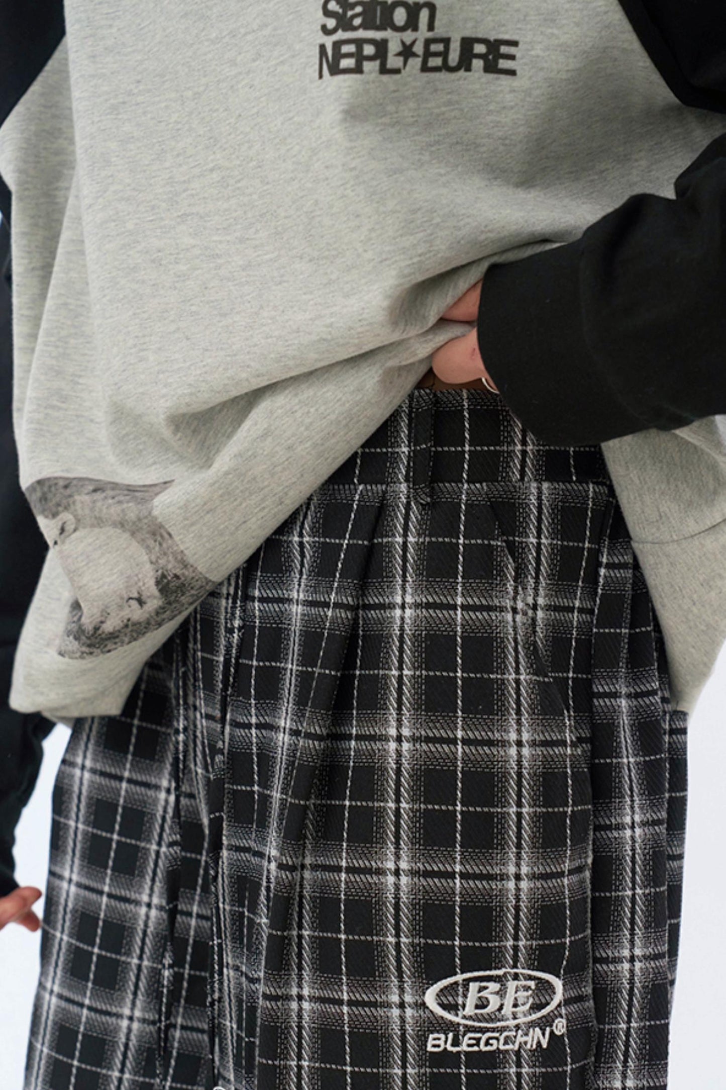 パンツ カジュアル チェック柄 ワイドレッグ