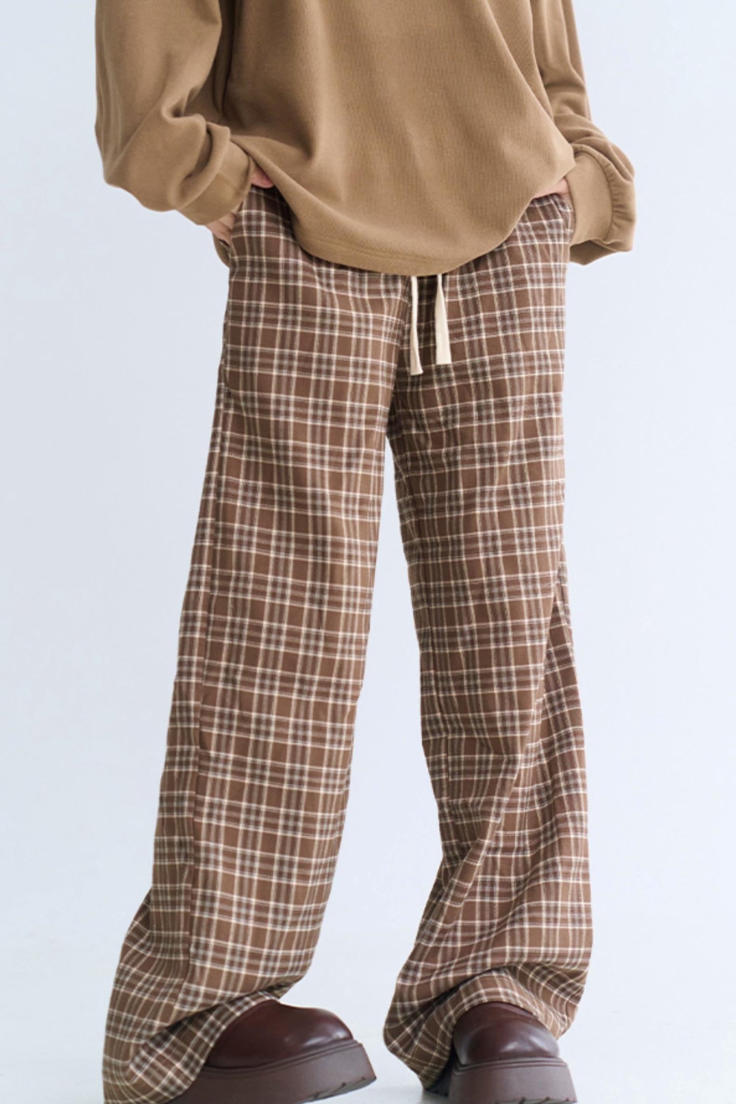 パンツ チェック ゆったり