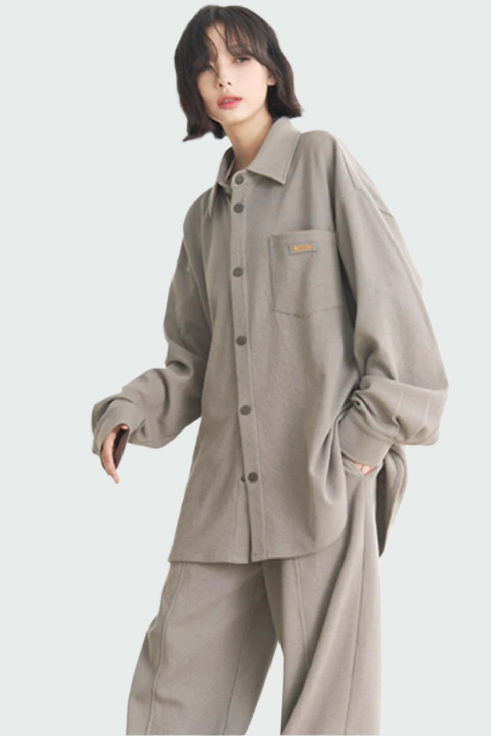 - Muse: Fall for wide Plain Suits sleeve Loose long Women's and Gravity Spring Casual pants shirts