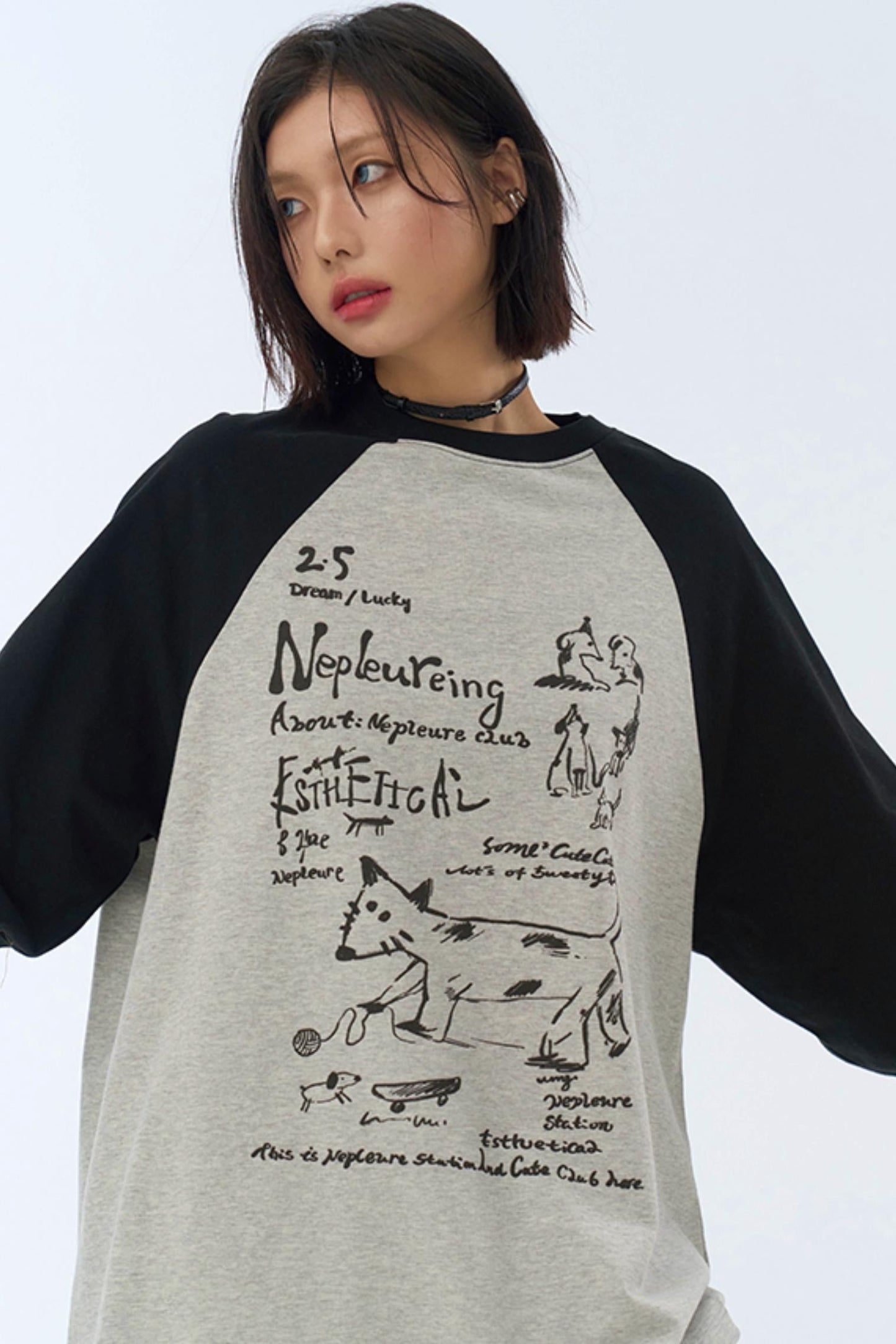 ストリートTシャツ アートパッチワーク ロングスリーブ