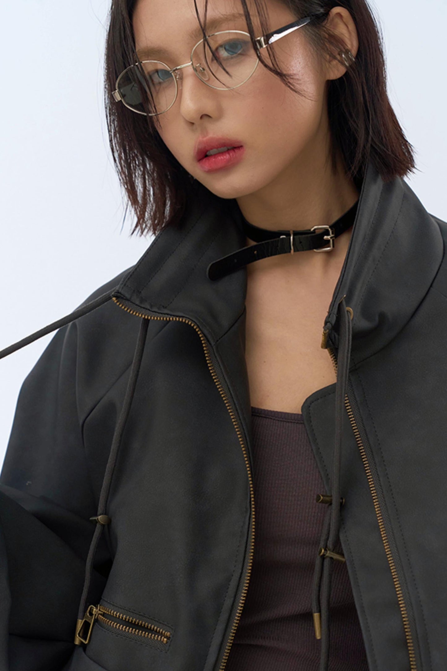 レトロスタンドレザーカラージャケット