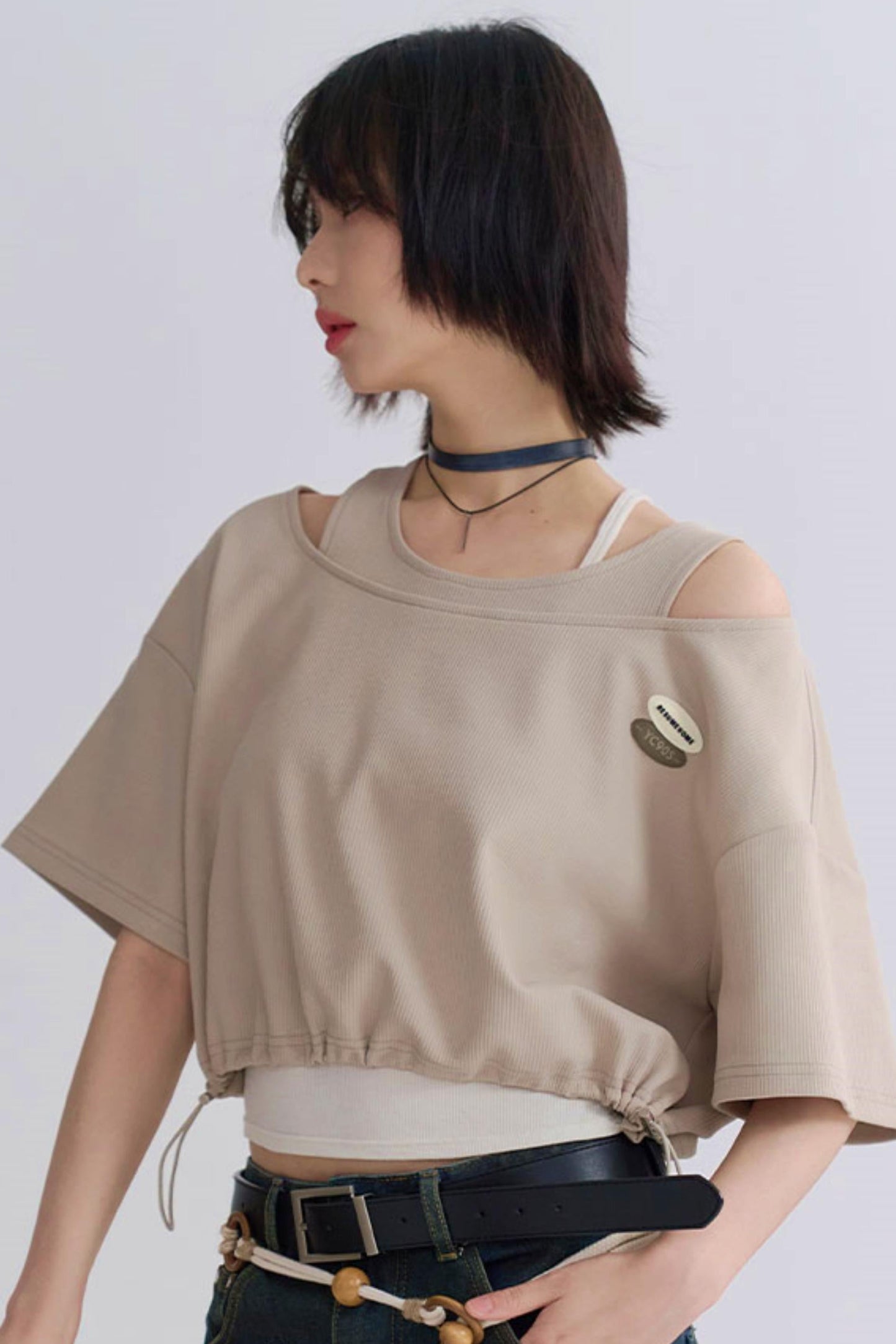 ドローストリングTシャツフェイク