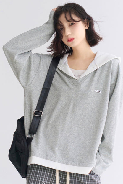 Casual V-Neck Sweatshirt