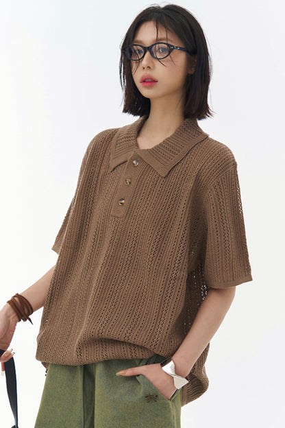 シースルーメッシュカラーTシャツ