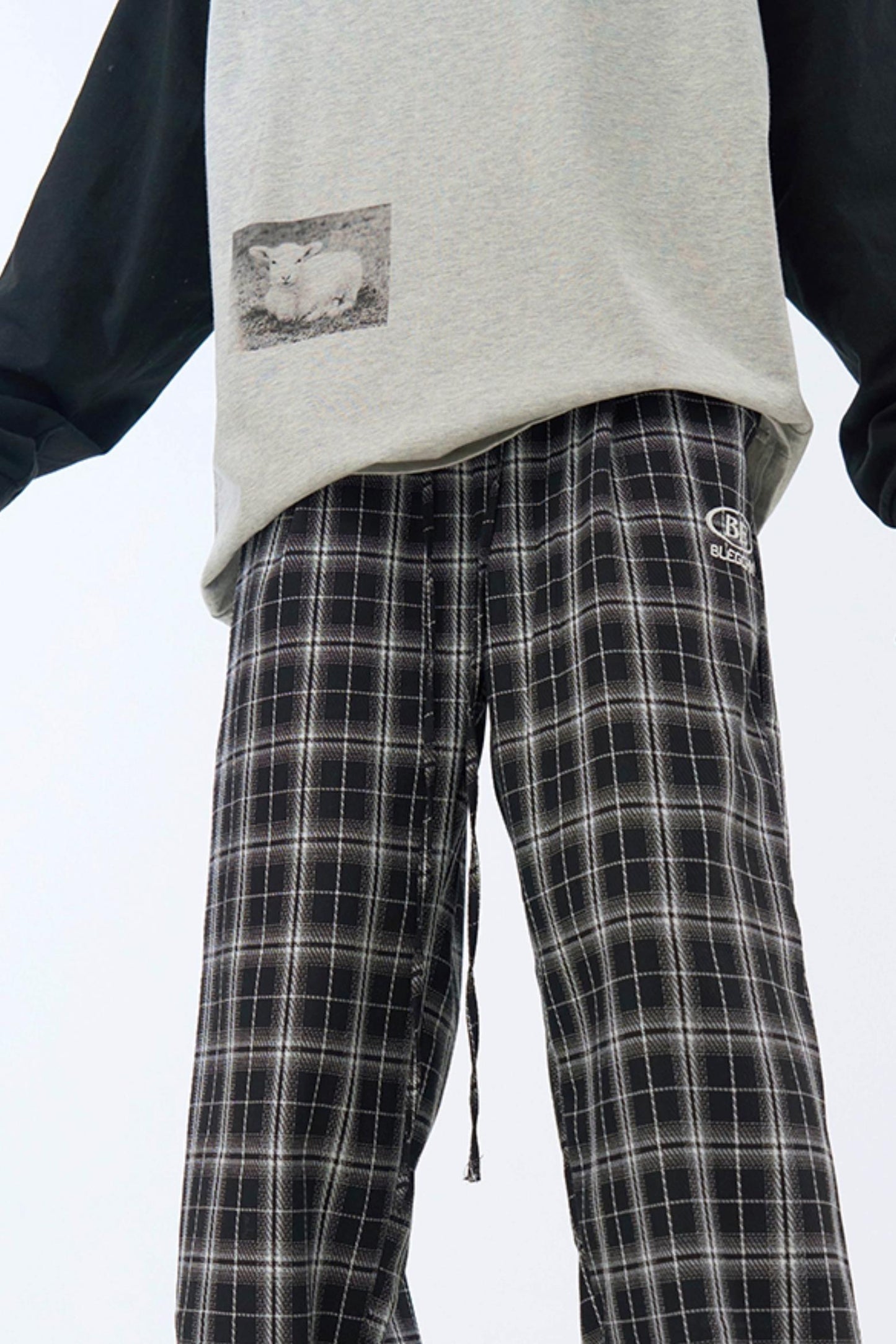 パンツ カジュアル チェック柄 ワイドレッグ