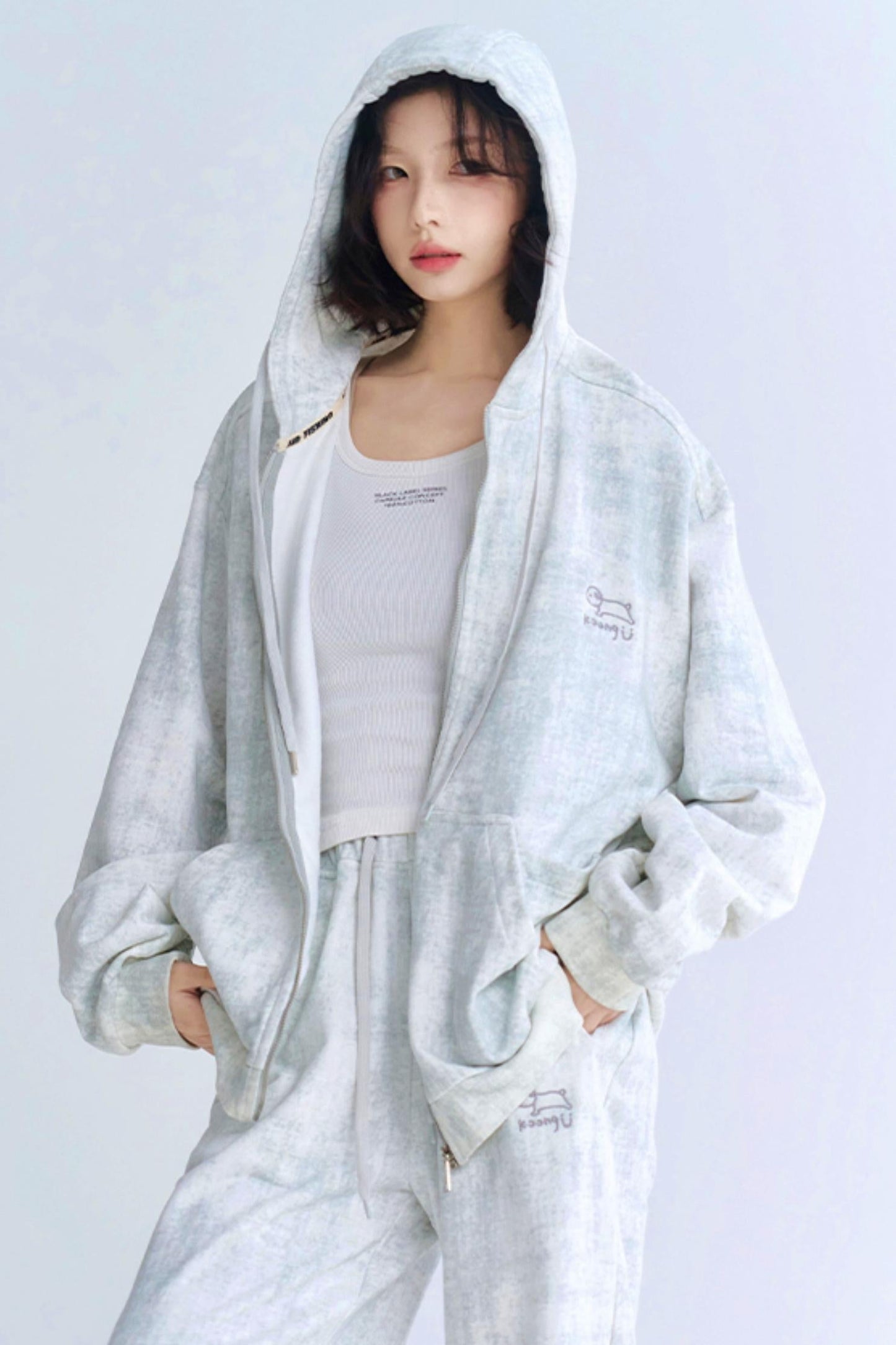 カーディガンフィット リラックスフーディーセットアップ