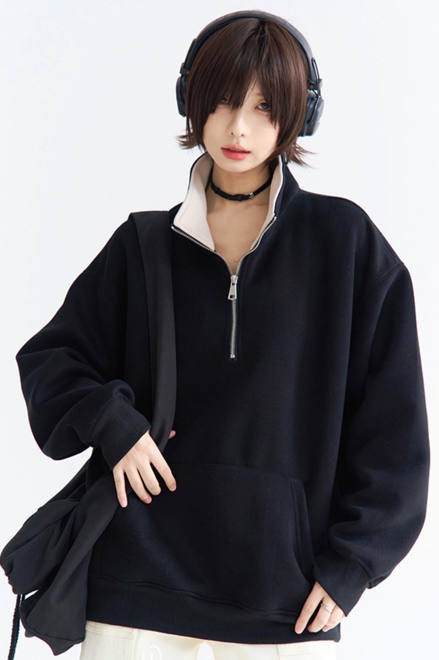 ジップネックプルオーバーハイハーフ