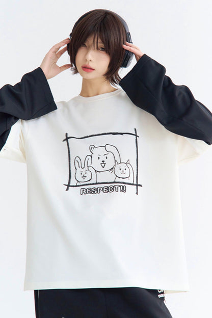 リラックスしたラウンドネックTシャツ レイヤードフィット