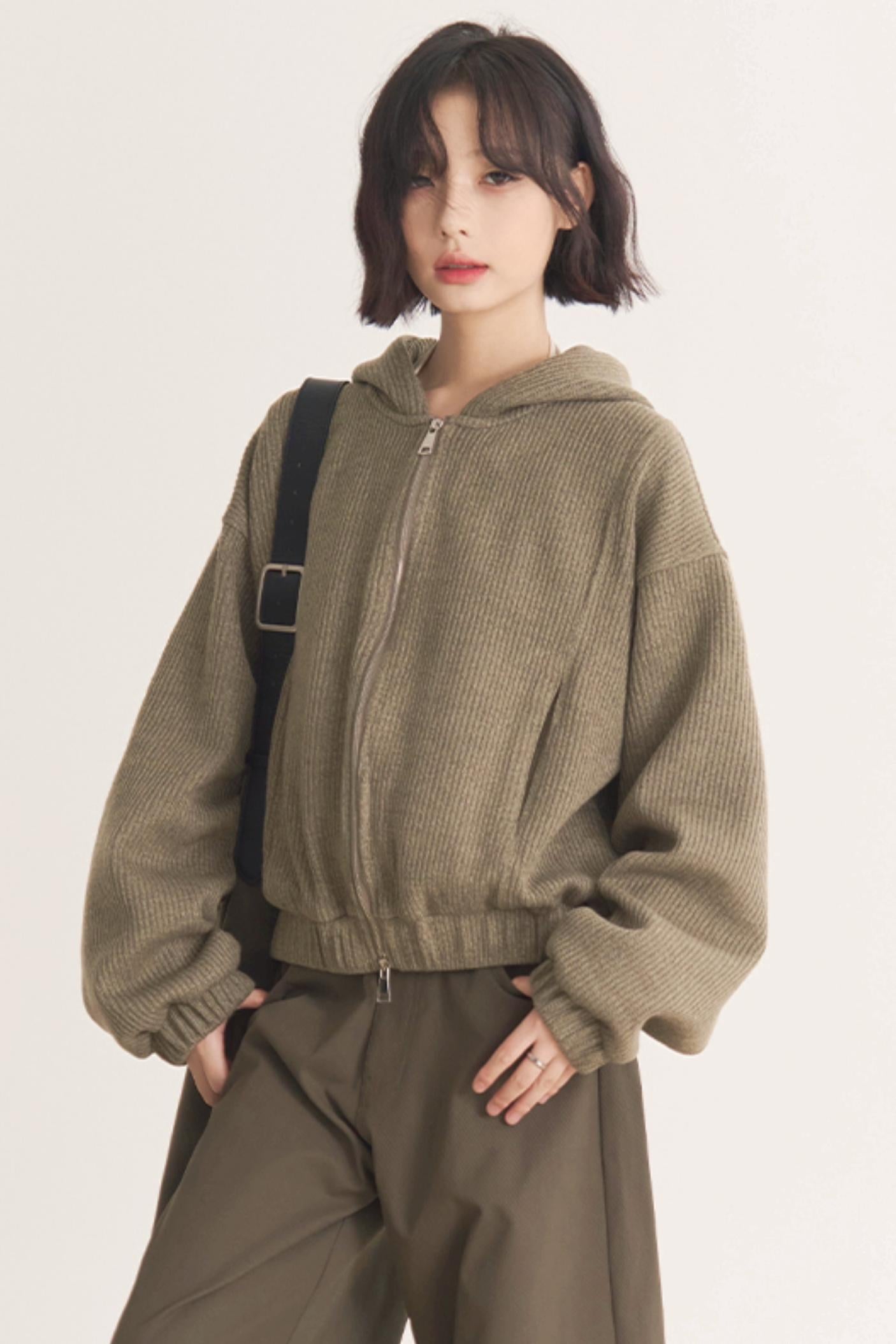 ジャケット グラビティ ソリッドモデル ミュージアム 多用途 ショート 春/秋 カラー レディース ウール - トップス フード付き