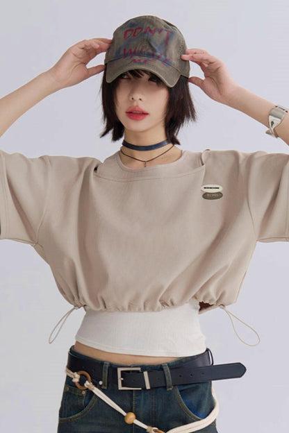 ドローストリングTシャツフェイク