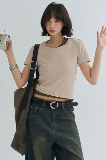 コットンTシャツ スリムフィット ストレッチ