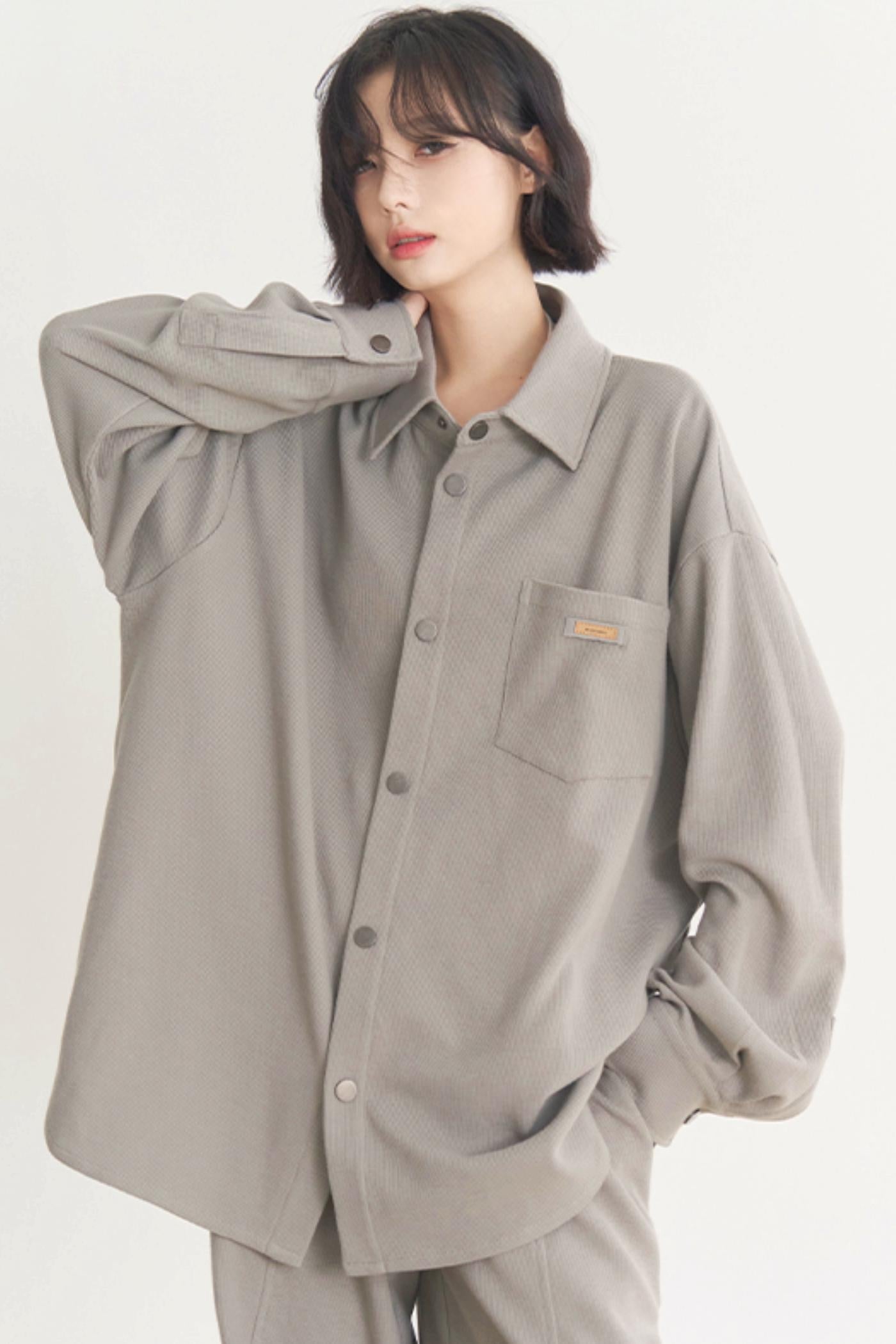 - Muse: Fall for wide Plain Suits sleeve Loose long Women's and Gravity Spring Casual pants shirts