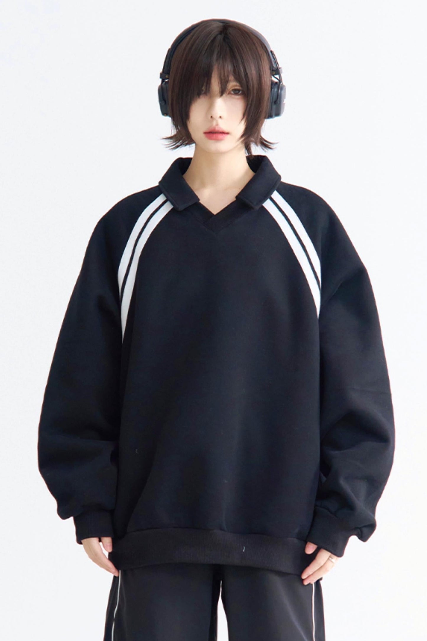 インサートストライプトップスリーブリラックス