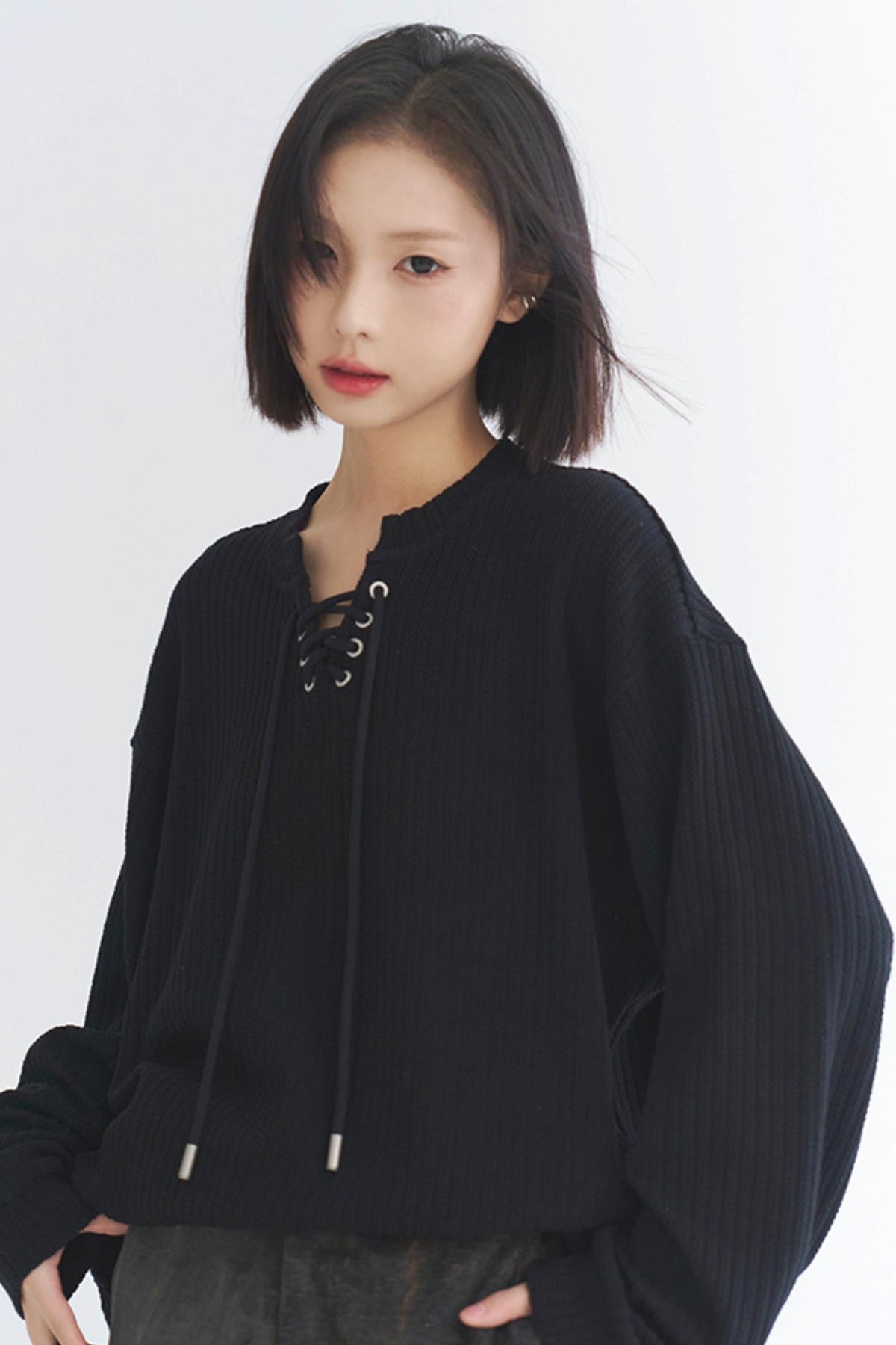 Top oversize en maille à col V
