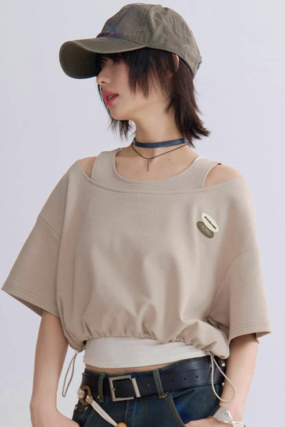 ドローストリングTシャツフェイク