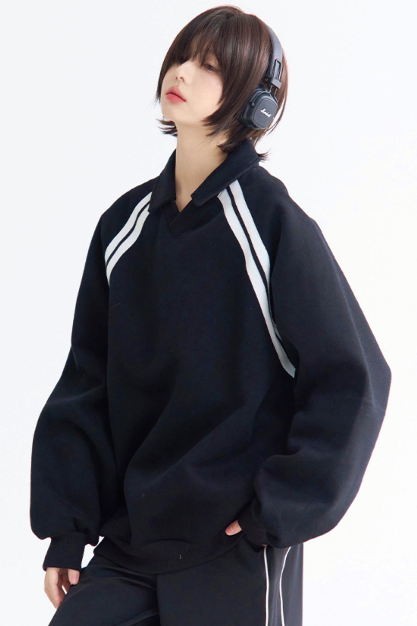 インサートストライプトップスリーブリラックス