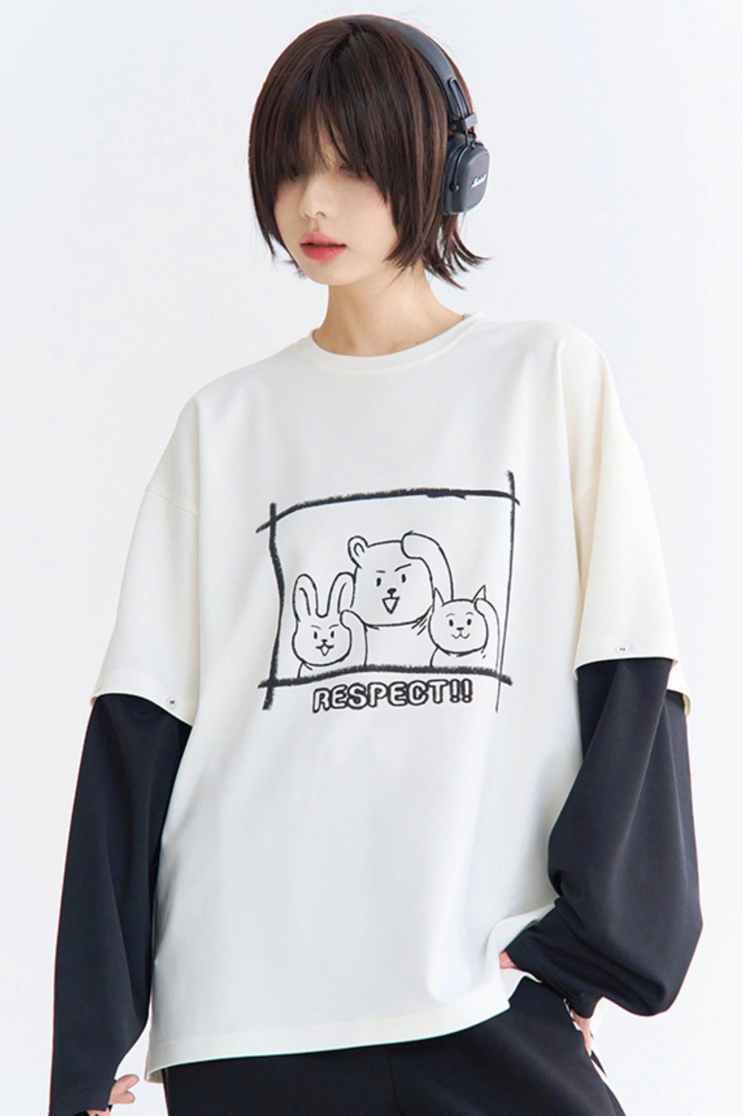 リラックスしたラウンドネックTシャツ レイヤードフィット