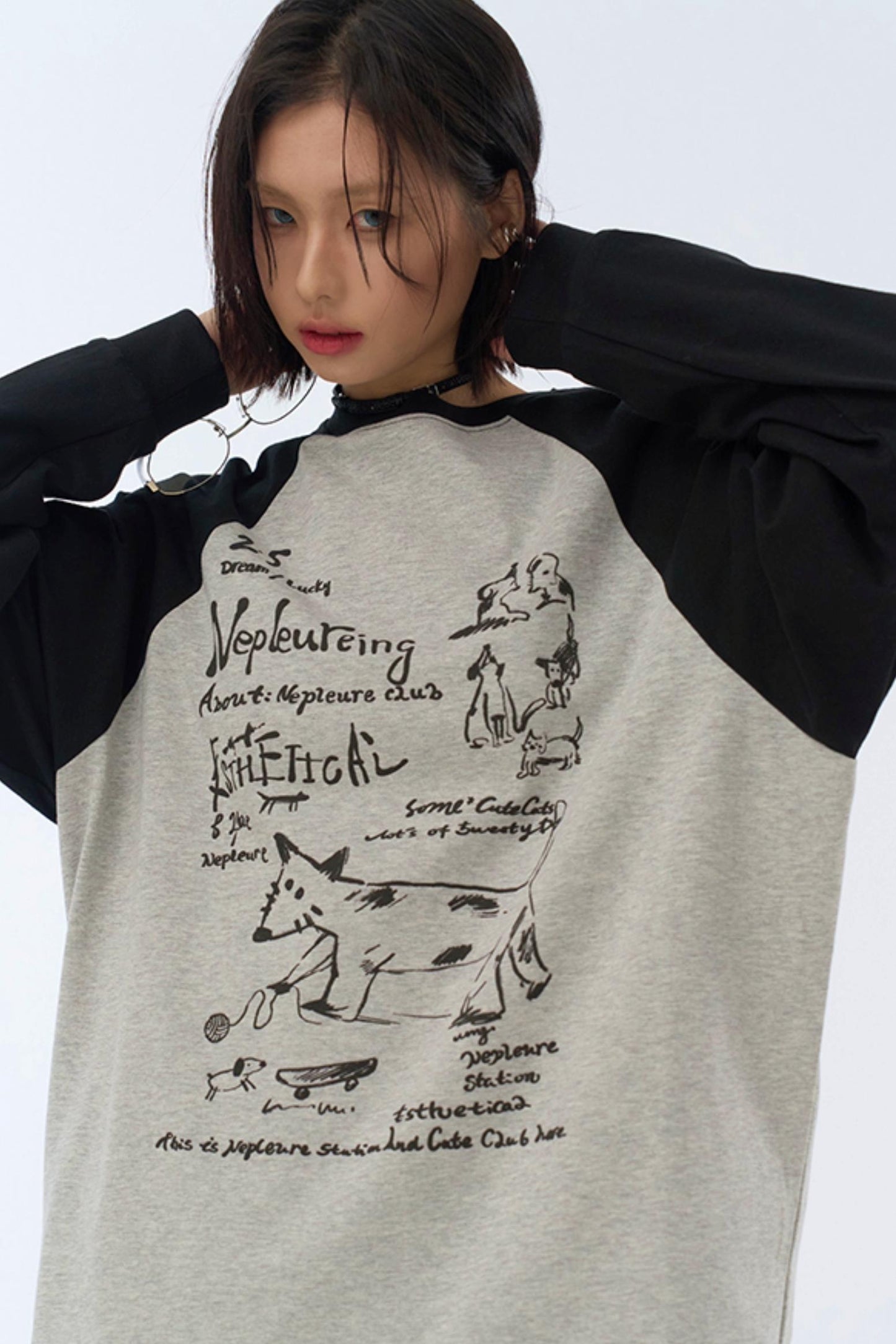 アートスリーブ ロングストリート パッチワーク Tシャツ