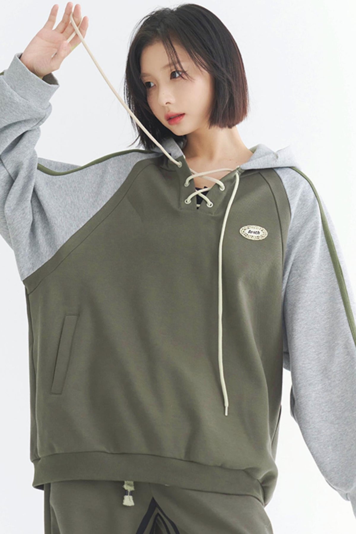 parka patchwork doux contrastée