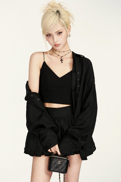 ベルトシャツフレンチセットアップ