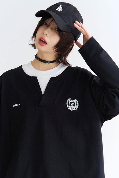 カラースリーブシャツカラーブロックロング