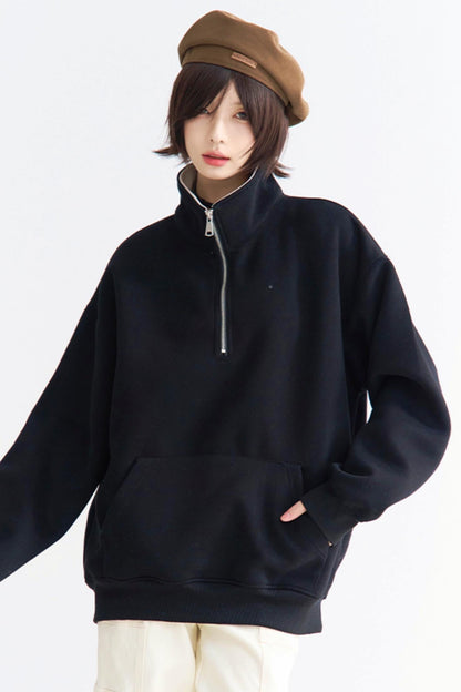 ネックハーフジッププルオーバーハイ
