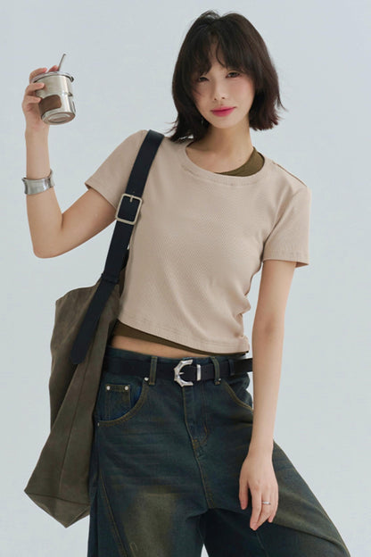 コットンTシャツ スリムフィット ストレッチ