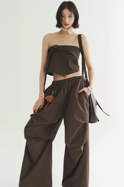 エレガントなパンツ トラウザー ワイドプリーツ