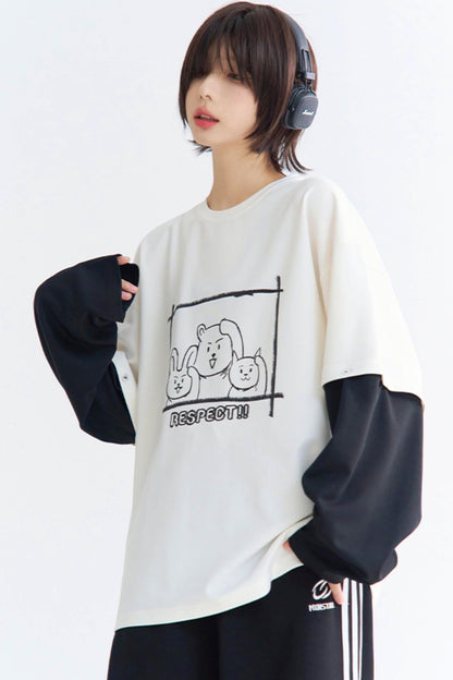 リラックスしたラウンドネックTシャツ レイヤードフィット