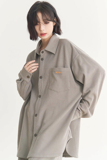 - Muse: Fall for wide Plain Suits sleeve Loose long Women's and Gravity Spring Casual pants shirts