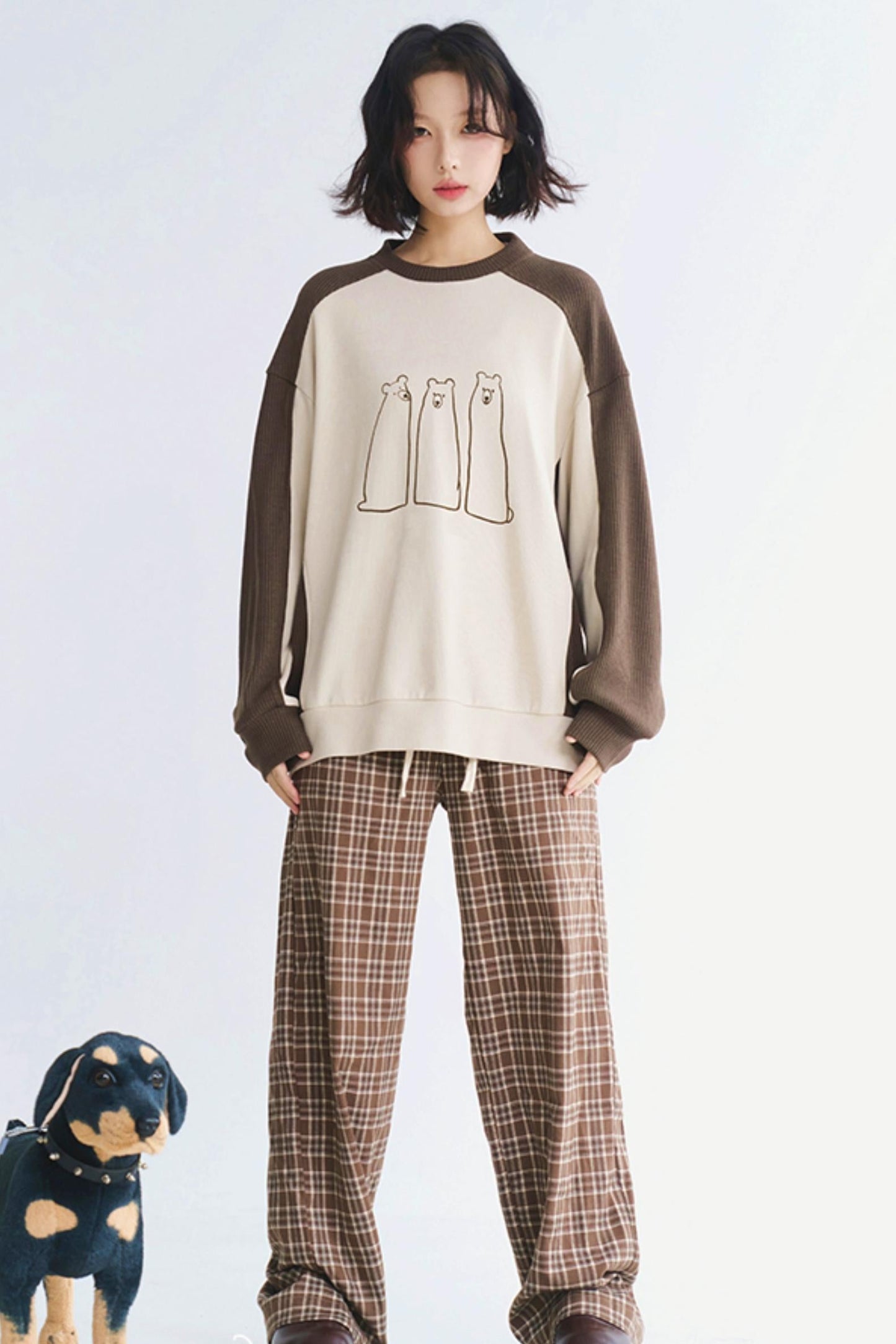 パンツ チェック ゆったり