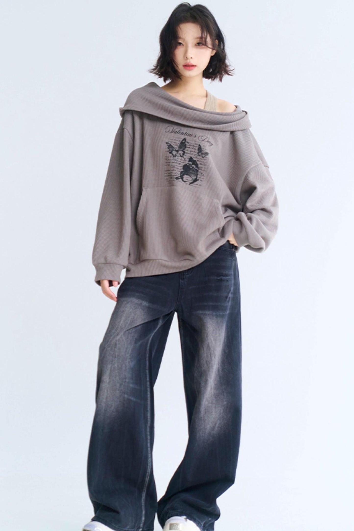 Hoodie Sweatshirt Asymmetrisch