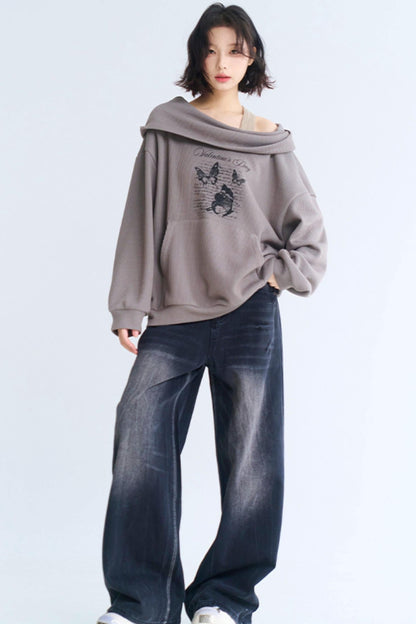 Hoodie Sweatshirt Asymmetrisch