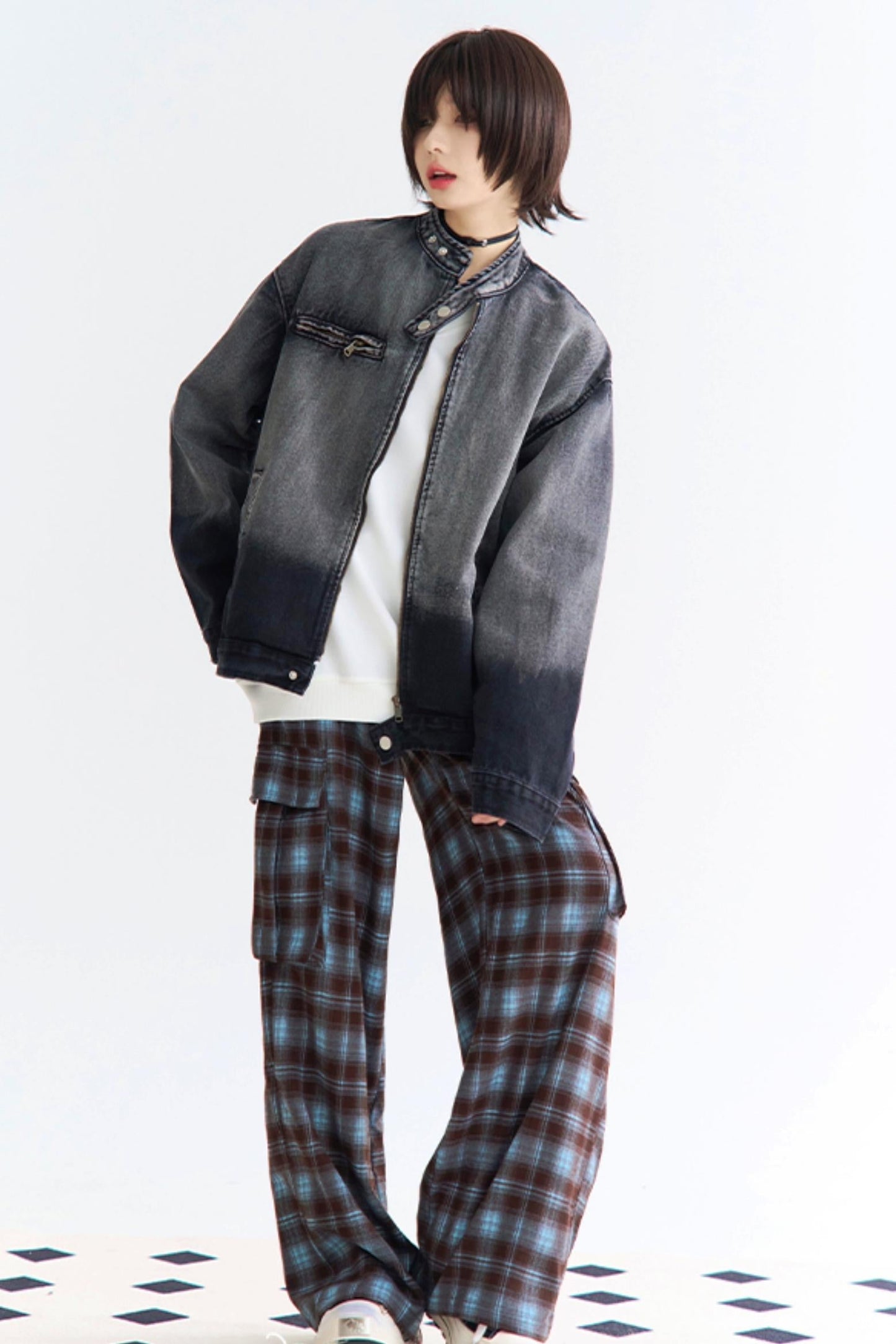 オンブレジャケット リラックスジーンズ