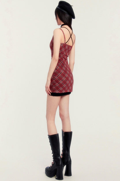 Kleid Mix Schwarz Rot