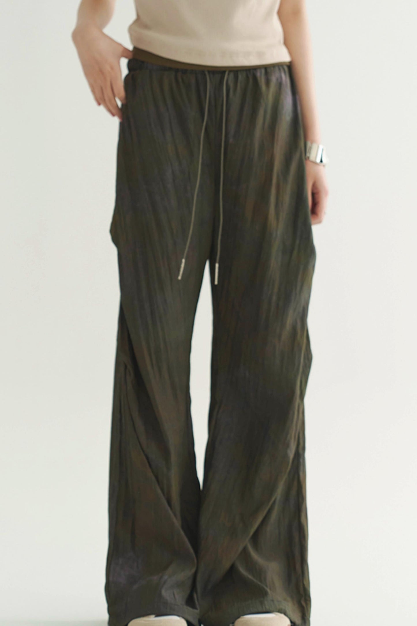 ドレーププリーツカジュアルパンツ