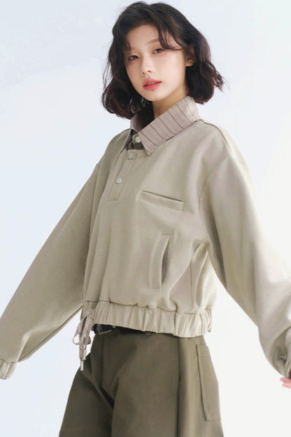 Pullover-Oberteil mit Kragen im Lagenlook