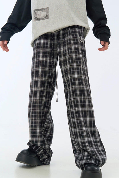パンツ カジュアル チェック柄 ワイドレッグ