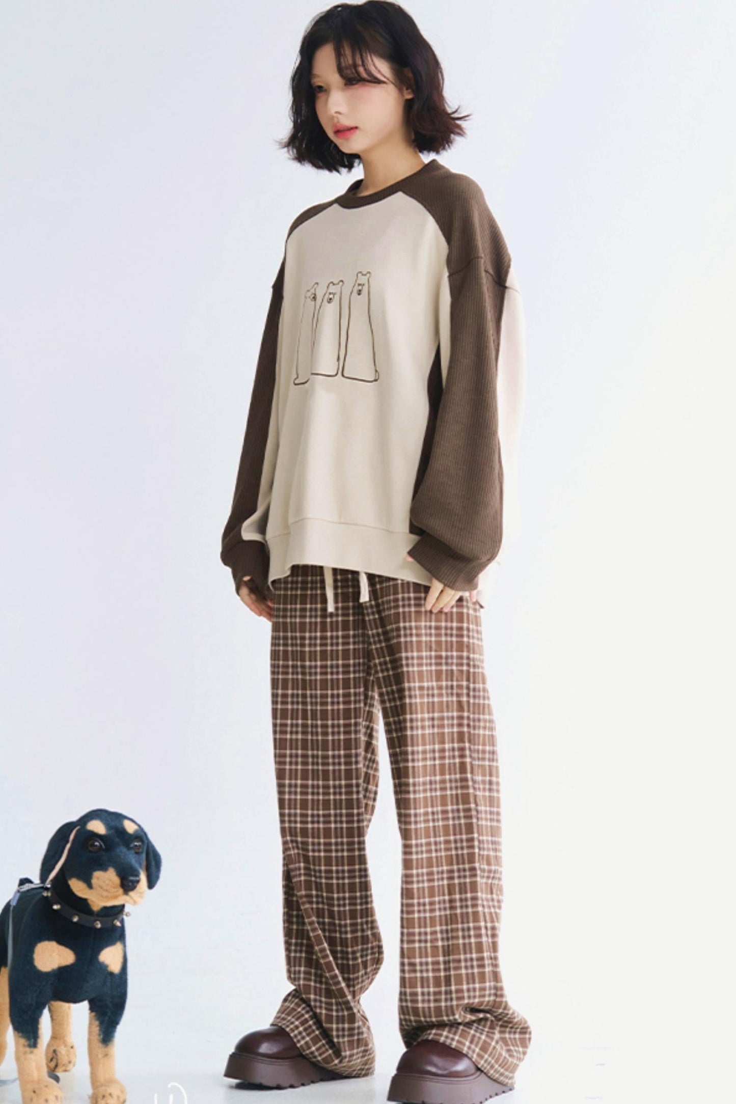 チェックのゆったりパンツ