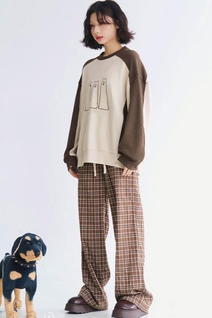 チェックのゆったりパンツ