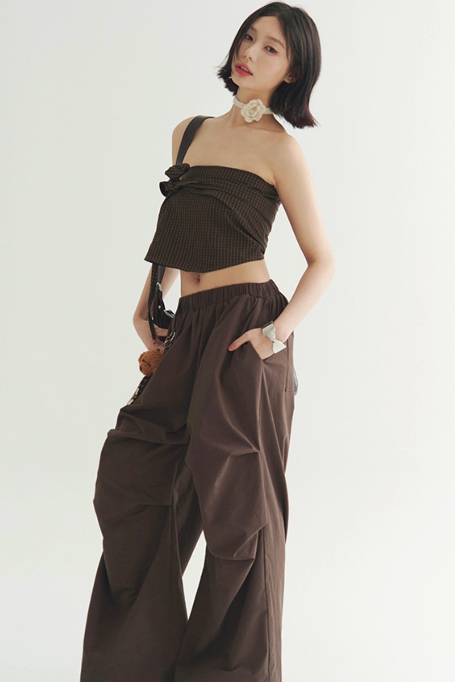 エレガントなパンツ トラウザー ワイドプリーツ