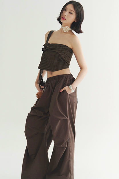 エレガントなパンツ トラウザー ワイドプリーツ